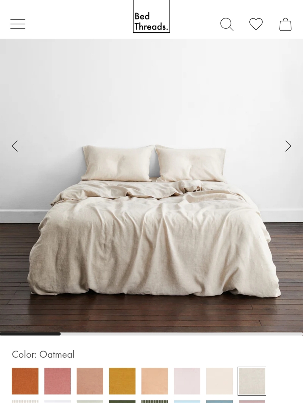 Bedthreads Linen King Duvet Plus Two King Pillow Covers - Oatmeal